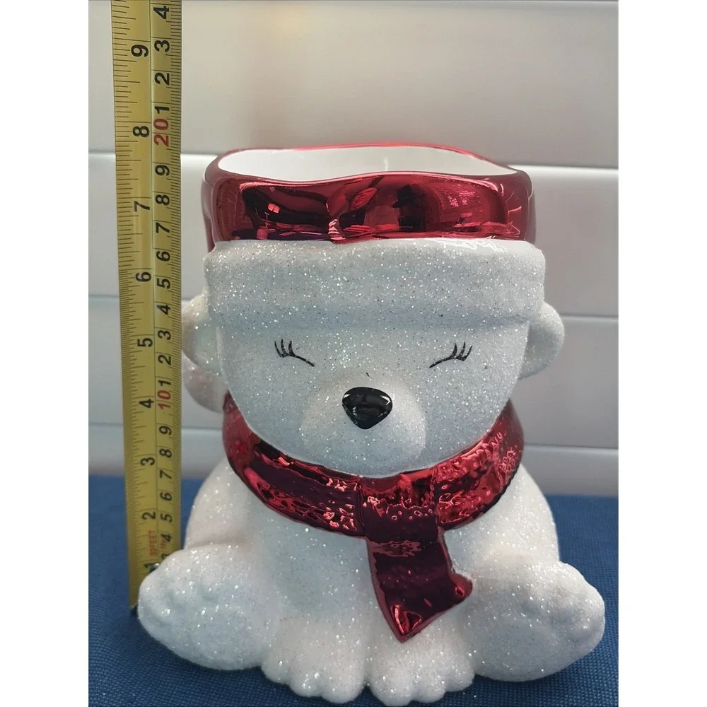 BATH & BODY WORKS SANTA POLAR BEAR 3-WICK CANDLE HOLDER PEDESTAL